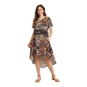 LuLaRoe Carly Dress XL Geometric Print High Low Swing Tunic